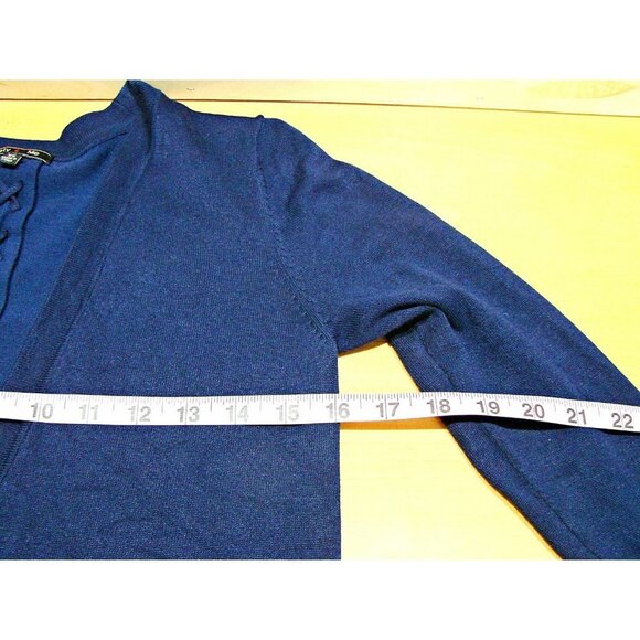 Lety & Me Womens Braided Cardigan Sweater Navy Blue Open Front 3/4 Sleeves Sz XS - Picture 10 of 11